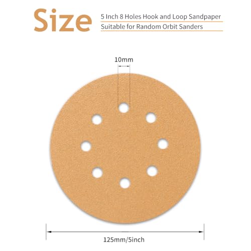 50 PCS 80 Grit 5 Inch 8 Hole Sanding Discs - style: 80 Grit,50-Pack