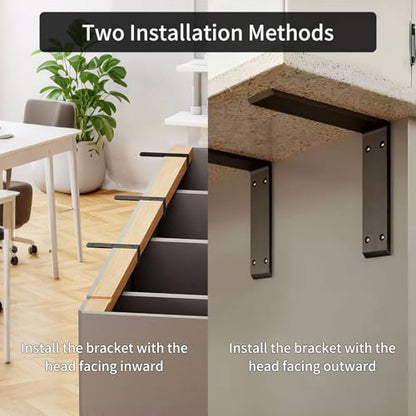 Heavy Duty Metal Countertop Brackets 18 Inch L Shape Countertops Floating Shelf Brackets 0.4 Inch Thick Granite Countertops 18"x8"x2.5" for Quartz/Granite/Wood/Concrete/Laminate Countertops (3pack) - color: Black-3Pack, size: 18"x8"x2.5"