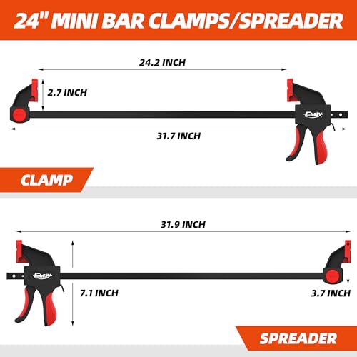 24" Woodworking Clamps, 2PCS Light-Duty F Clamp, 170lbs Load Limit