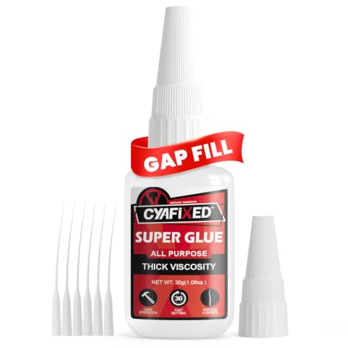 Gap Fill Thick Super Glue 30g Heavy Duty Cyanoacrylate CA Glue for Repairs - size: 1 oz