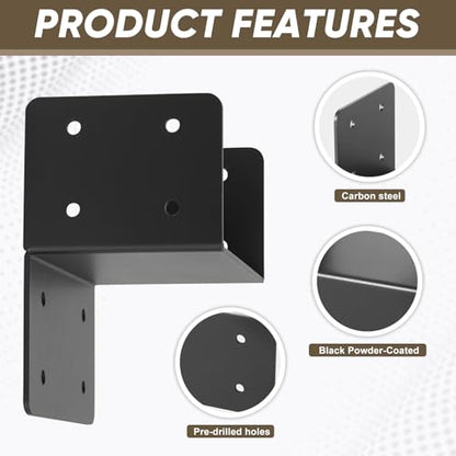 4-Pack 6x6 Post Caps Tie Bracket Joist Hanger Truss Beam Connector - size: 6''X6'', style: Style 2