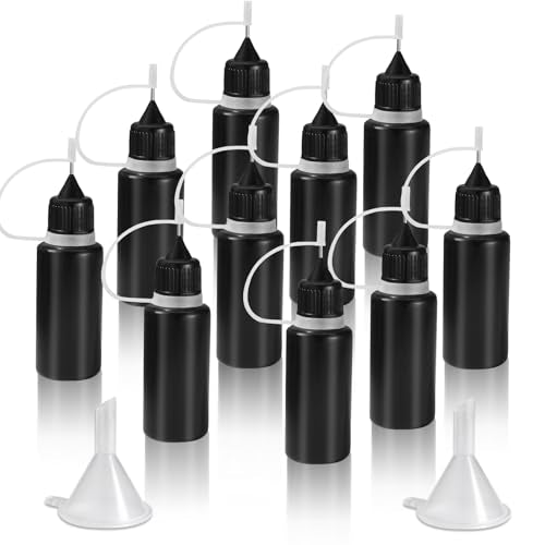 HARSKIYER 10ml Precision Tip Bottles, 10 Pcs Black 2 Funnels - size: 10ml