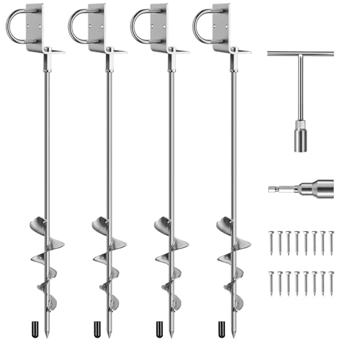 Phopich 28in Multi-Purpose Fully Welded Ground Anchors Screw in 4 Pack - color: 30in-4pcs