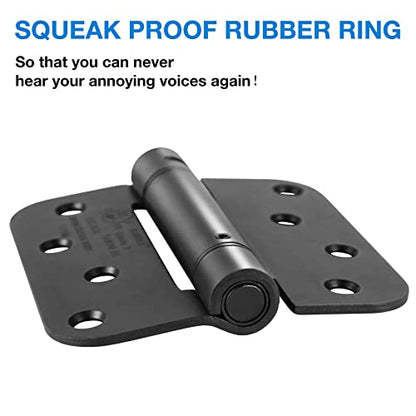 KIW Automatic Self-Closing Matte Black Door Hinges Satin 4" 5/8" 4 Pack - color: Matte Black, size: 4 Pack