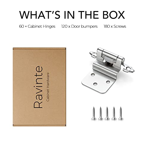 Ravinte 3/8" Inset Polished Chrome Cabinet Hinges 60 Pack (30 Pairs) - color: Polished Chrome