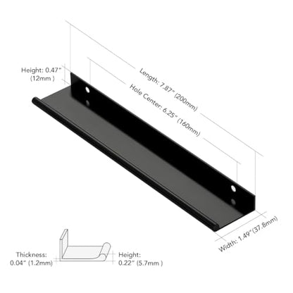 Matte Black Cabinet Pulls Finger Edge Pulls 6-1/4 Inch 10 Pack - size: 6.3 Inch(160mm) Center-to-Center