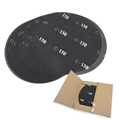 HUAALIUCHE 17" Sanding Screen Discs - Mesh Floor Sanding Screen - Black Silicon Carbide - for Wood Floors (10 Pack, 150 Grit) - size: 17 inch, style: #150-10 Pack