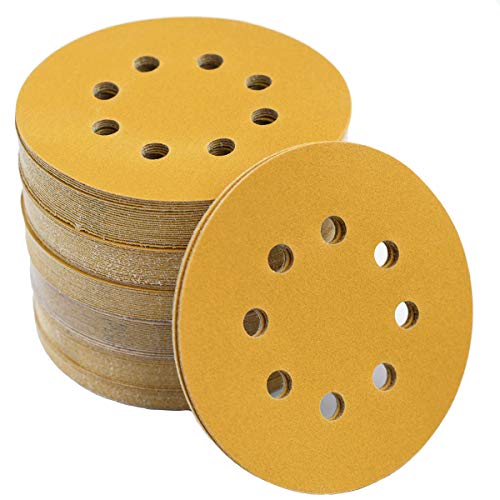 5-Inch 8-Hole Hook and Loop Sanding Discs 220-Grit, 100-Pack
