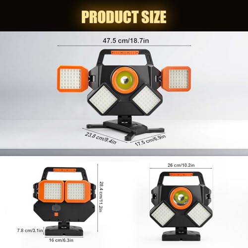 TRESDA 5000LM Rechargeable Work Light, Magnetic LED, Foldable & Rotatable