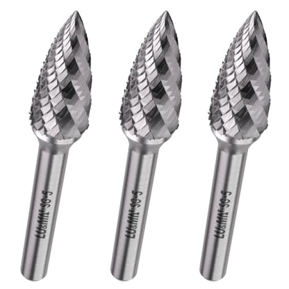 LU&MN SG-5 Tungsten Carbide Burr, Double Cut, 1/2" Head, 1/4" Shank, 3 Pcs - style: SG-5,3PCS