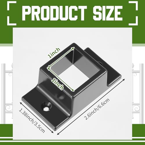 Zonon 20 Pcs Black 1" X 1" Aluminum Fence Brackets Wall Mount