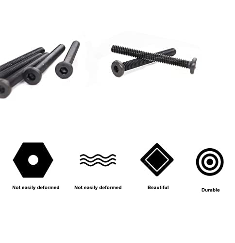 cSeao 12pcs Black 1/4-20 x 3-1/4" Socket Cap Screws Allen Head Bolts with One Hex Key - size: 1/4"-20 x 3-1/4" 12pcs