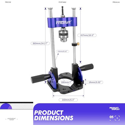 Heavy-Duty Portable Drill Guide, 0°–60° Adjustable Drill Press Adapter, Self-Centering Drilling Jig for Straight & Angled Holes, 1/4" Hex Shank, Fits 3/64"–25/64" (1–10mm) Bits
