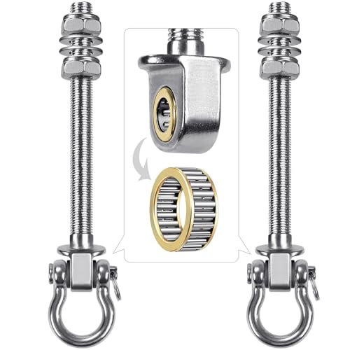 SELEWARE 2 Pcs Stainless Steel Bearing Swing Hangers Heavy Duty Swing Hooks - color: 2 Pack Bearing Hangers (5" X M2/5" Threaded Rod)