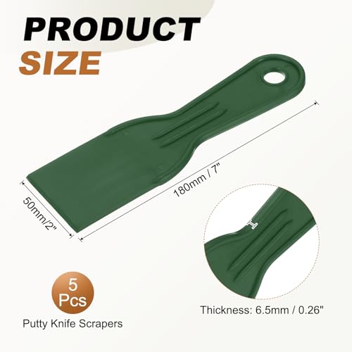 HARFINGTON 5pcs Putty Knife Scraper 2" Width Flexible Plastic Putty Knife Paint Scraper Tool for Taping Drywall Spreading Painting Wall Scratching Dark Green - color: Dark Green, size: 2"
