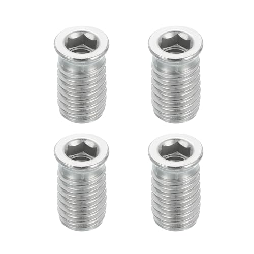 MECCANIXITY 4Pcs Threaded Inserts Nuts, M6x20mm Hex Socket Drive Nut Inserts for Wood - 304 Stainless Steel Screws Furniture Screw in Nuts Bolt Fastener Connector Wood - size: M6x20mm