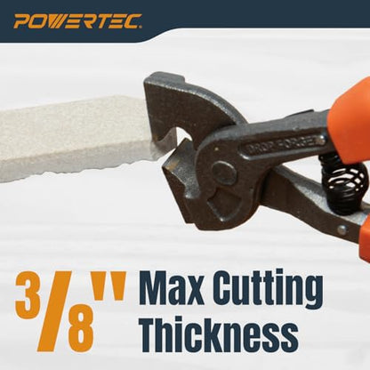 POWERTEC 8 inch Tile Nippers with Ergonomic Grip, for Trimming Tile and Mosaics to Desired Shape on Glass, Ceramic and Porcelain Tile up to 3/8" Thick, 1 Pack (71900) - style: 8 inch Tile Nippers