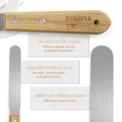 7-Piece Professional Caulking Spatula Set with Wooden Handle - color: 7PCS