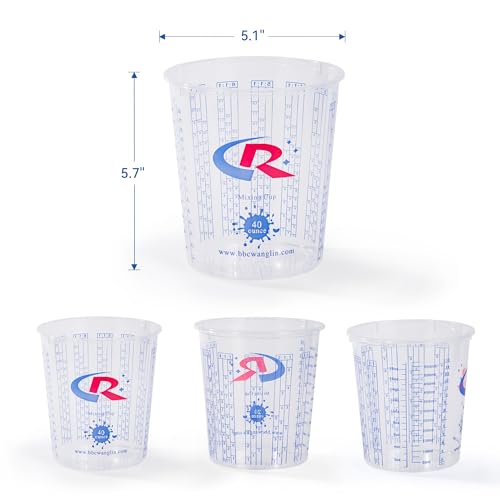 Paint Mixing Cup 40 Ounce, Accurate Measurements in Ratios and OZ. and ML, 36PCS Plastic Graduated Measuring Cups with 12PCS Lids for Paint, Resin, Epoxy, Acrylic, Pigments, Art - color: 40 ounce, size: Cups - Box of 36 + 12 Lids