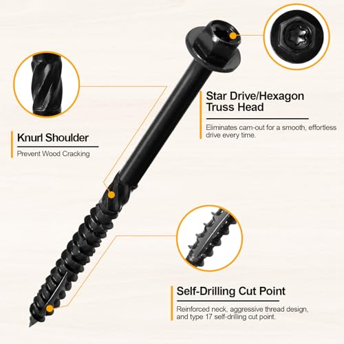 #14 x 3 Wood Structural Screws - color: Black, size: 3 Inch