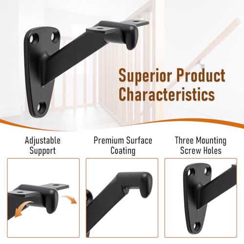 HOME MASTER HARDWARE Handrail Bracket for Stairs,Matte Black, 6 Pack - color: Matte Black, size: 6 Pack