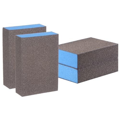 HARFINGTON 4pcs Sanding Sponge Blocks #120 (400 Grits) Wet/Dry Hand Sanding Sponges, 100x70x25mm Foam Sanding Block Pad for Polishing Kitchen Metal Wood Drywall Furniture, Brown&Blue - color: Brown, Blue, size: 400 Grits