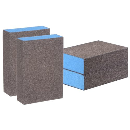 HARFINGTON 4pcs Sanding Sponge Blocks #120 (400 Grits) Wet/Dry Hand Sanding Sponges, 100x70x25mm Foam Sanding Block Pad for Polishing Kitchen Metal Wood Drywall Furniture, Brown&Blue - color: Brown, Blue, size: 400 Grits
