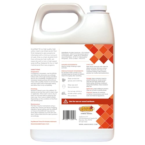 Acryliwax 25 High Solids & High Gloss Commercial Floor Wax & Finish - Case of 4 Gallons… - size: 128 Fl Oz (Pack of 4)