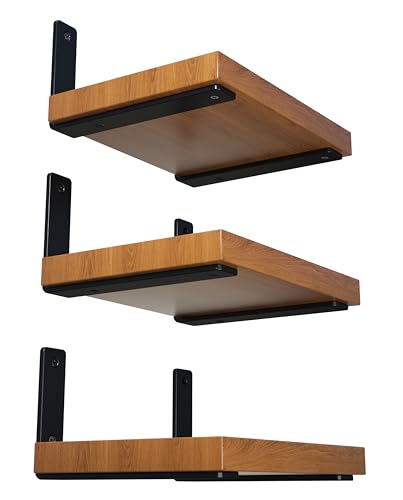 NEODROP 6-Pack 6 Inch Heavy Duty Shelf Brackets, Premium Floating L Bracket for Wall, Kitchen, Mantel Shelves Support | Quarter Inch (1/4") Thick | Black Powder Coated Steel - size: 6 Inch, style: 6 Pack