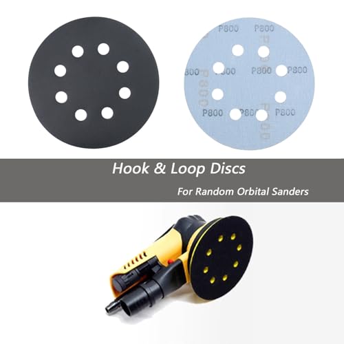 50 Pcs 5 Inch 8 Hole 800 Grit Wet and Dry Sanding Discs, Round Hook and Loop Disc Sandpaper for Random Orbital Sanders - style: 800 Grit