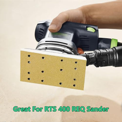 FOWOK 3" x 5" 100Pcs Sanding Sheet Compatible with Festool RTS 400 Sander - style: Yellow-100