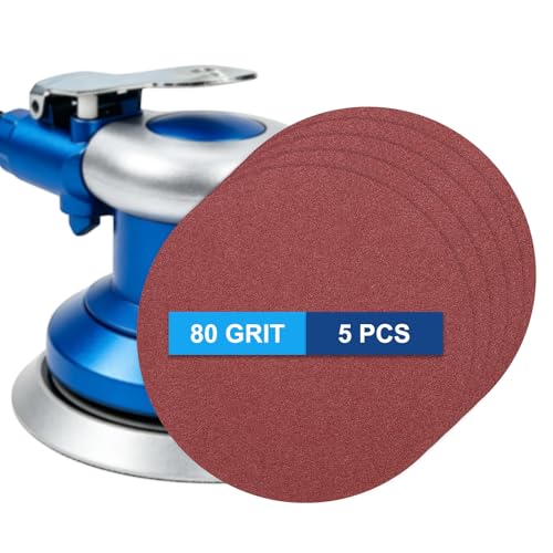 5 Pack 9 Inch PSA Sanding Discs 80 Grit Aluminum Oxide Red - size: 80 grit