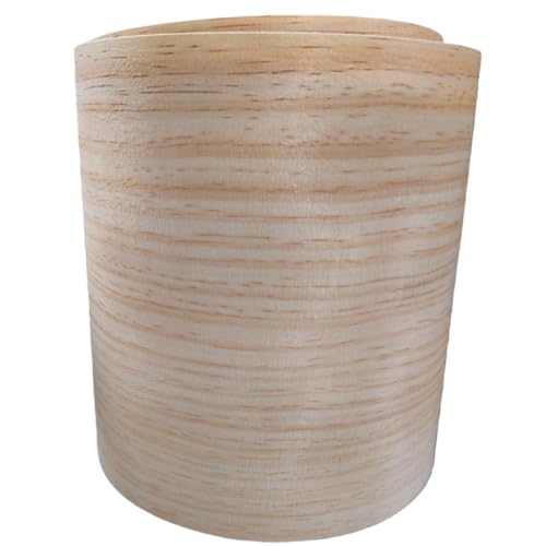 Pre-glued Pine Wood Veneer Sheet,8.5''x 98'',Quarter Cut,Iron On Stick Veneer Roll Without Paper,Hot Melt Self Adhesive Edge Banding Tape for Cabinet Furniture Plywood Speaker Door Renovation