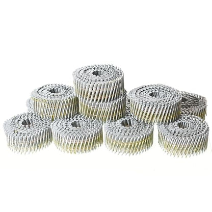 15-Degree Collated Wire Coil Siding Nails 2Inch x 0.092Inch 3600 Count Full Round-Head, Ring Shank, Hot-Dipped Galvanized for Rough Nailing of Lathing and Sheathing Materials - size: 2Inch