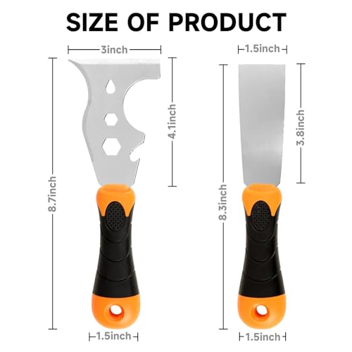 WEGAZ 2 Pack 12-In-1 3" Putty Knife Paint Scraper, 1.5" Stainless Steel