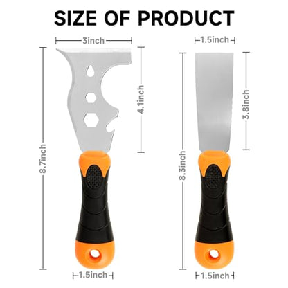 WEGAZ 2 Pack 12-In-1 3" Putty Knife Paint Scraper, 1.5" Stainless Steel