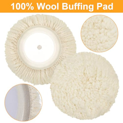 Tallew 6 Pcs Wool Buffing Pads Hook Loop for Drill Polisher, 8 Inch - size: 8 Inch