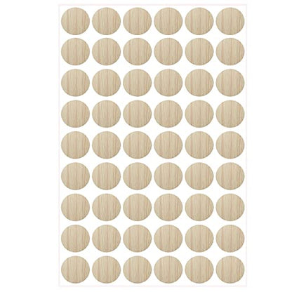 54 PCS in 1 Sheet Self-Adhesive Screw Hole Stickers PVC Covers Caps Plastic Screw Free Sticker Waterproof Dustproof Wood Textured Cover 21mm/0.82" Dia for Wooden Furniture Oak - color: Oak
