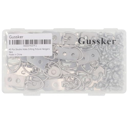 Heavy Duty D Ring Picture Hangers with Screws, Large Wide D-Ring Picture Hanging Hardware, 40 Pcs 2 Holes Picture Hooks for Paintings, Mirror, Clock, Decoration, Artwork Picture Frame - size: 40 Pcs Double Holes