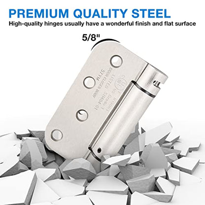 KIW Automatic Self-Closing Brushed Nickel Door Hinges Satin 4" 5/8" 2 Pack - color: Satin Nickel, size: 2 Pack
