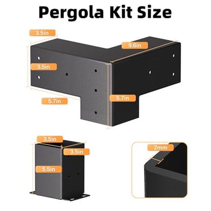 Pergola Kit, 3-Way Pergola Brackets for 4"x 4" (Actual 3.5" X 3.5") - size: 4"x 4" (Actual 3.5" X 3.5")