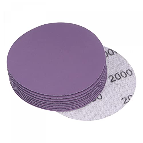 uxcell 10Pcs 3-Inch Purple Sanding Discs 2000 Grits Hook and Loop Professional Aluminum Oxide Sand Paper Wet Dry Polish for Wood Metal Paint Finishing - style: 2000 Grit