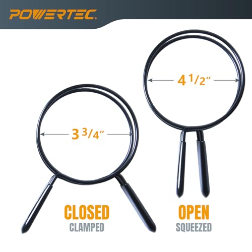POWERTEC 4 Inch Double Loop Hose Clamps for Dust Collection Hose and Dryer Vent Hose, Quick Release Spring Clamps for Dust Collector and Dust Collection Fittings, 2 pack (70195) - size: 4 Inch, style: Double loop clamps (2 PK)