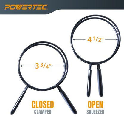 POWERTEC 4 Inch Double Loop Hose Clamps for Dust Collection Hose and Dryer Vent Hose, Quick Release Spring Clamps for Dust Collector and Dust Collection Fittings, 2 pack (70195) - size: 4 Inch, style: Double loop clamps (2 PK)