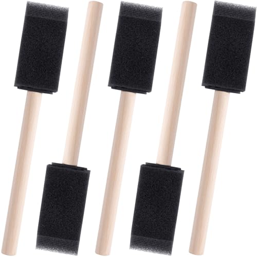 SmallCat 5 PCS Foam Paint Brushes, 0.98 Inch Foam Sponge Brushes for Varnishes, Reusable Sponge Brushes with Wood Handles for Painting, Staining, and DIY Crafts - Black - size: 1"(5pcs)