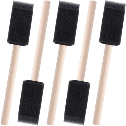 SmallCat 5 PCS Foam Paint Brushes, 0.98 Inch Foam Sponge Brushes for Varnishes, Reusable Sponge Brushes with Wood Handles for Painting, Staining, and DIY Crafts - Black - size: 1"(5pcs)