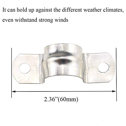 Hahiyo Two Holes Pipe Tube U Bracket Clamps 20MM Heavy Duty No Rust Shiny Strong Resist Wind No Sharp Rigid Strap Clip Conduit Ring 304 Stainless Steel for Fixing Supporting Decorating 10pcs - size: 20mm inside diameter