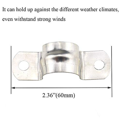 Hahiyo Two Holes Pipe Tube U Bracket Clamps 20MM Heavy Duty No Rust Shiny Strong Resist Wind No Sharp Rigid Strap Clip Conduit Ring 304 Stainless Steel for Fixing Supporting Decorating 10pcs - size: 20mm inside diameter
