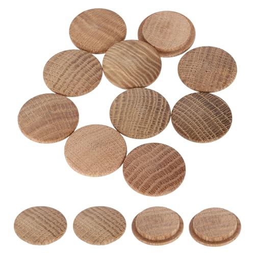 uxcell 20Pcs Wood Button Plugs, 28mm / 1.1" Hardwood Screw Hole Plug Mushroom Wooden Caps Buttons Oak Wood Plug for Furniture Woodworking Craft Decor (35mm x 28mm)