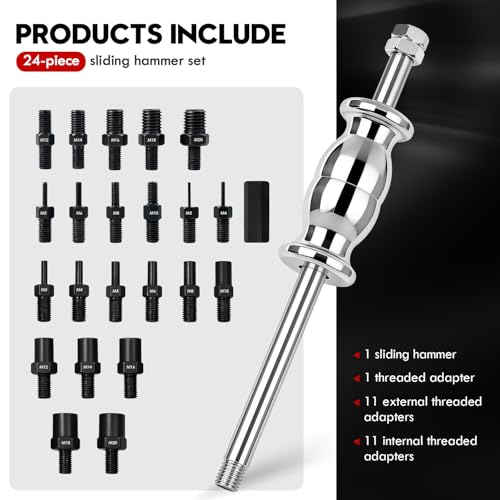 24-Piece Slide Hammer Set - Dowel Pin Puller Kit